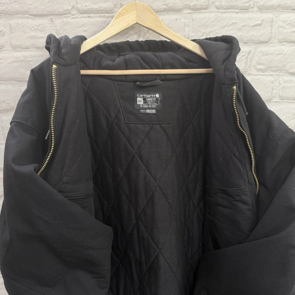 Carhartt J0140 Jacket 4XL Black Duck Canvas‎ Insulated Quilted Lined Work Coat